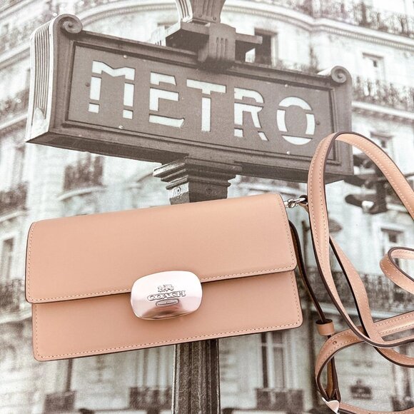 Coach CP045 Eliza Small Flap Crossbody IN Taupe - Picture 2 of 7